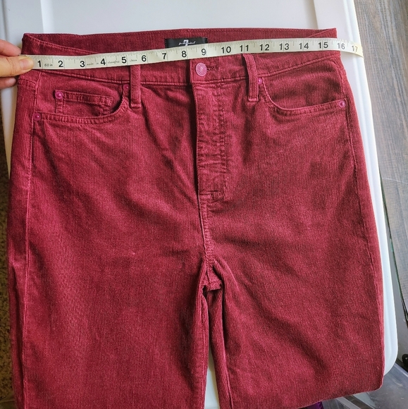 7 for all mankind ultra high-rise skinny boot tailorless burgundy corduroy Pants - Picture 16 of 17
